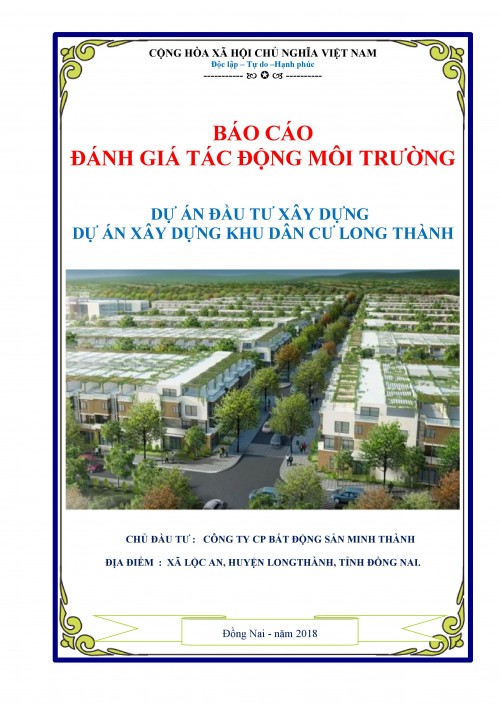 BÁO CÁO ĐÁNH GIÁ TÁC ĐỘNG MÔI TRƯỜNG ĐTM KHU DÂN CƯ LONG THÀNH