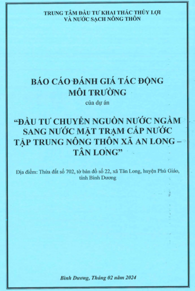 Báo cáo đánh giá tác động môi trường Dự án Đầu tư chuyển nguồn nước ngầm sang nước mặt