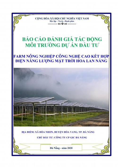 Báo cáo đánh giá tác động môi trường dự án nhà máy sản xuất điện năng lượng mặt trời