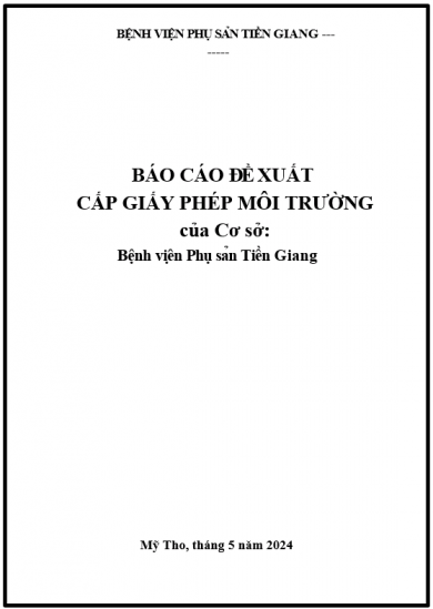 Báo cáo đề xuất cấp giấy phép môi trường của cơ sở Bệnh viện Phụ sản