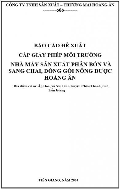 Báo cáo đề xuất cấp giấy phép môi trường Nhà máy sản xuất phân bón