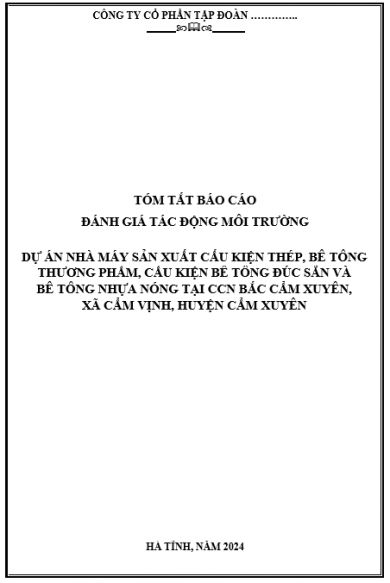 Báo cáo ĐTM Dự án Nhà máy sản xuất cấu kiện sắt thép, bê tông thương phẩm, cấu kiện bê tông đúc sẵn