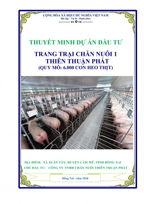 Dự án đầu tư trang trại chăn nuôi heo công nghệ cao