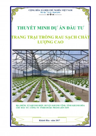 Dự án đầu tư trang trại trồng rau sạch chất lượng cao