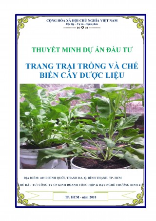 Dự án đầu tư Trang trại trồng và chế biến cây dược liệu