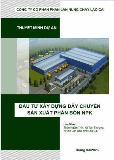 Thuyết minh dự án ĐẦU TƯ XÂY DỰNG DÂY CHUYỀN SẢN XUẤT PHÂN BÓN NPK